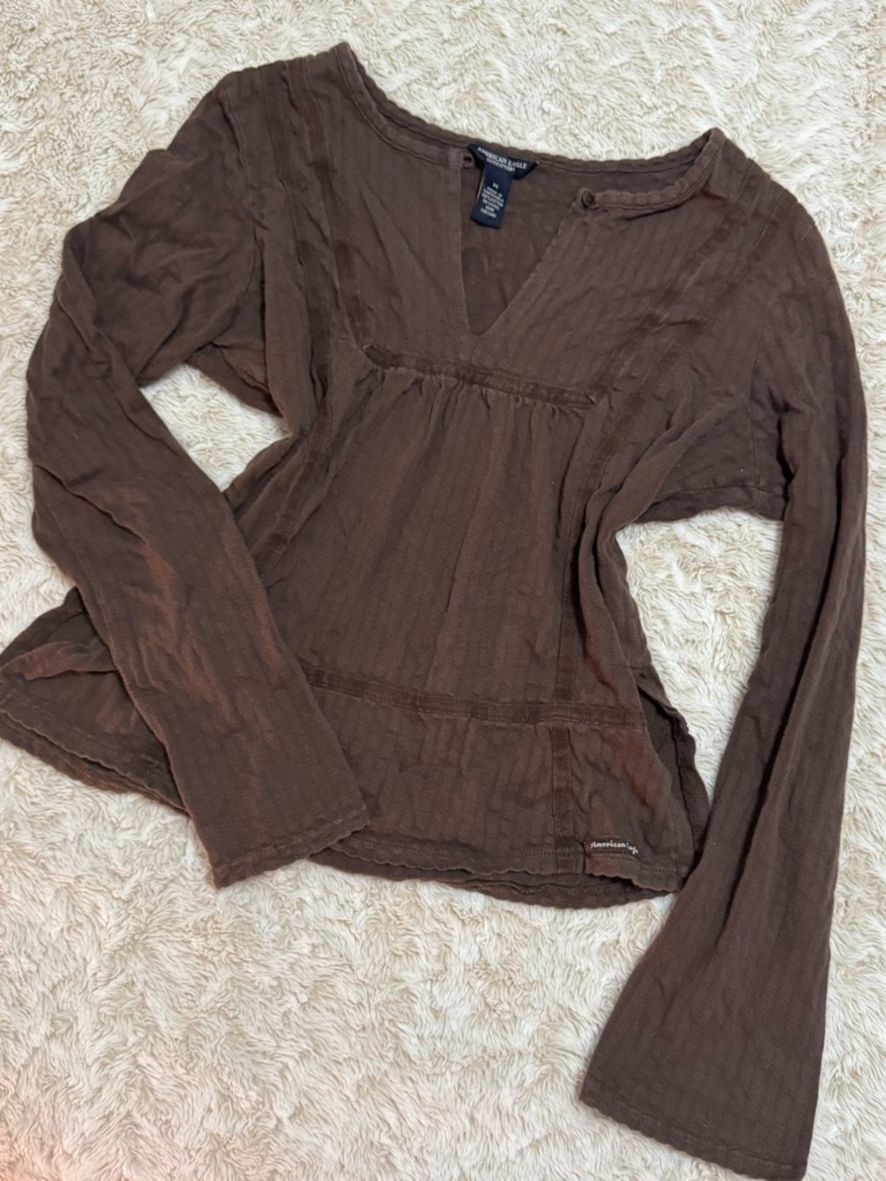 Vintage American Eagle brown long sleeve babydoll top